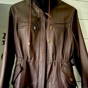 A.N.A. Brown Leather Jacket size Large with tags